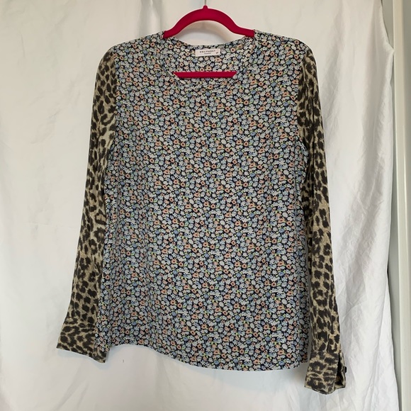 Equipment Liam Silk Blouse Contrast Floral/Leopard - Picture 2 of 5